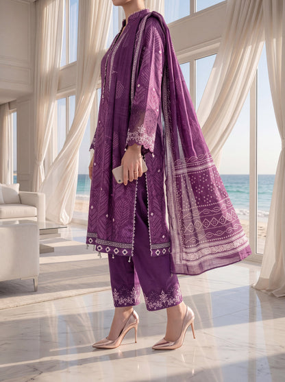 Fleur By Almeerah – Amethyst Glow - Digital Chundri Lawn