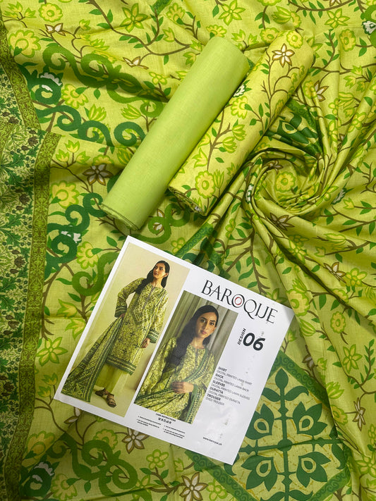 Baroque Green D-06 Printed Lawn 3-Piece