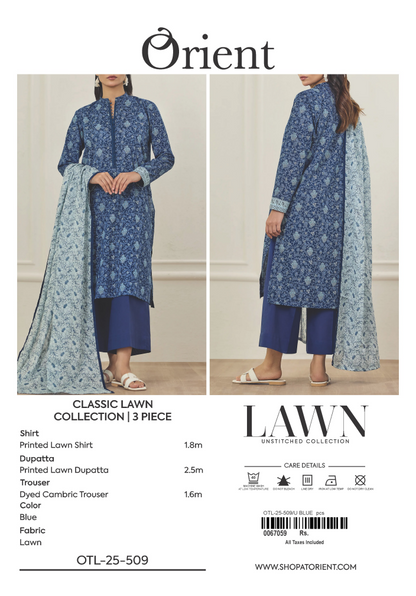 ✨ORIENT 100% ORIGINAL Unstitched Lawn 3 Piece✨ Design #OTL-25-509