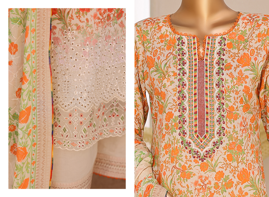 MTF Z E E N A T - Unstitched 3pcs Collection D- 6