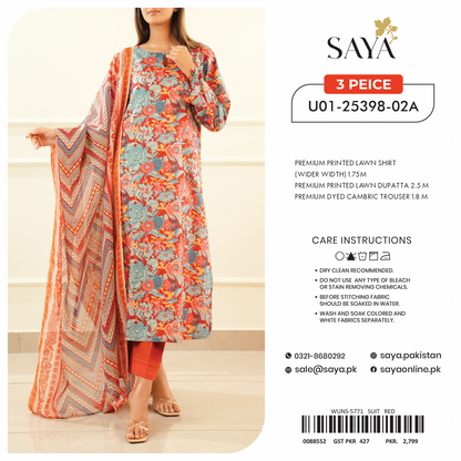Saya Unstitched 100% Original LAWN 3P Suit In WHOLESALE PRICE 💯✨