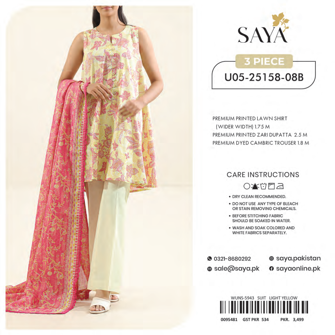 Saya Unstitched 100% Original LAWN 3P Suit In WHOLESALE PRICE 💯✨