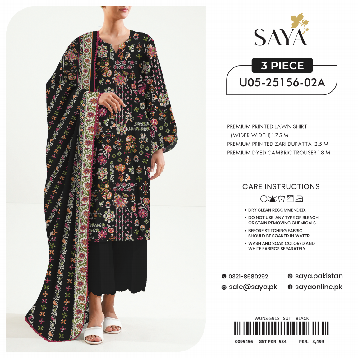 Saya Unstitched 100% Original LAWN 3P Suit In WHOLESALE PRICE 💯✨
