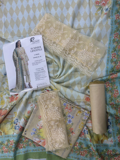 RUQAYYAHS – Digital Printed Embroidered Lawn Collection 2026 Design # 06