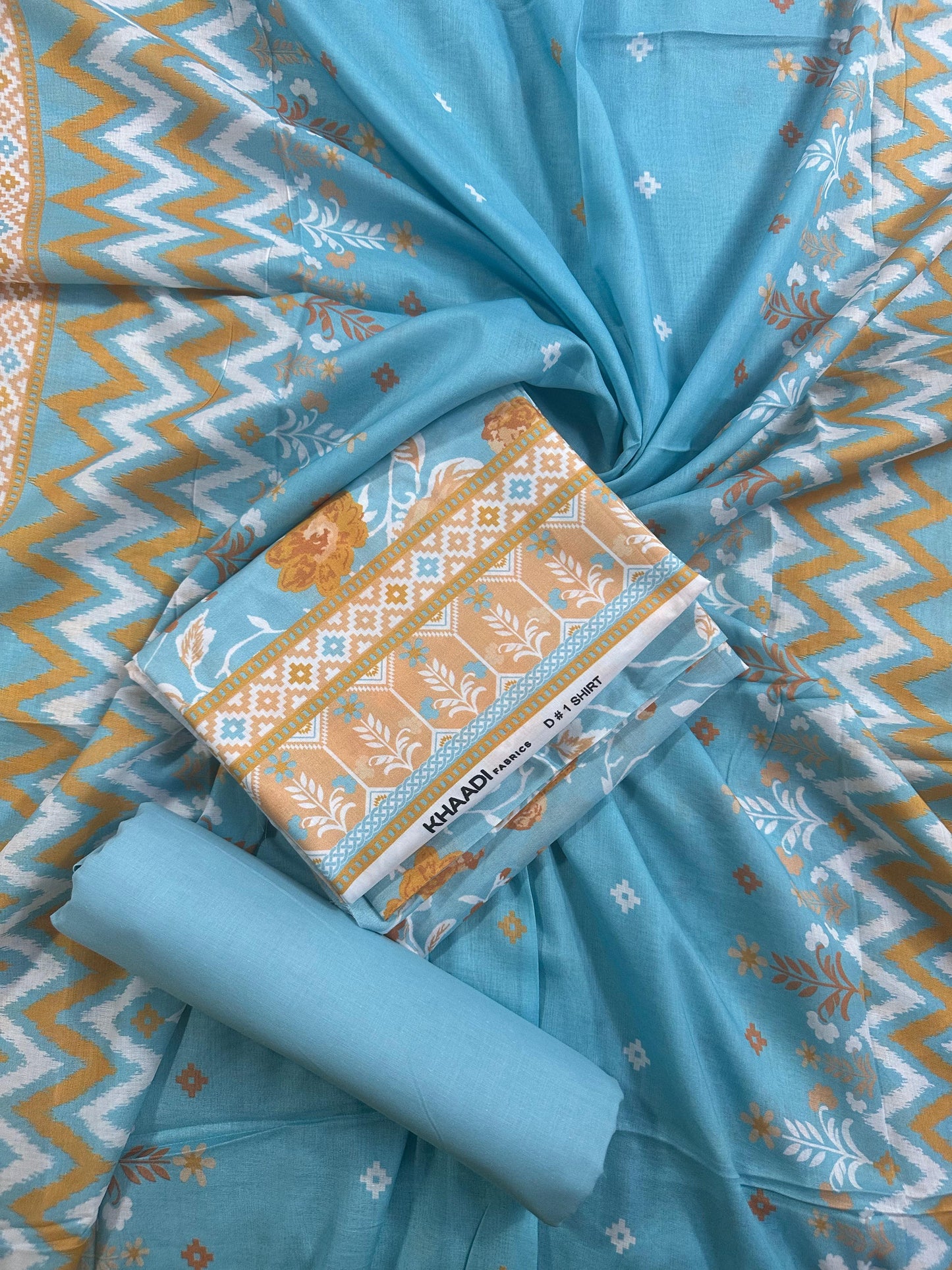 Khaadi Sky Blue Printed 3Pcs