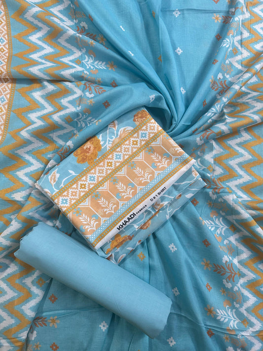 Khaadi Sky Blue Printed 3Pcs