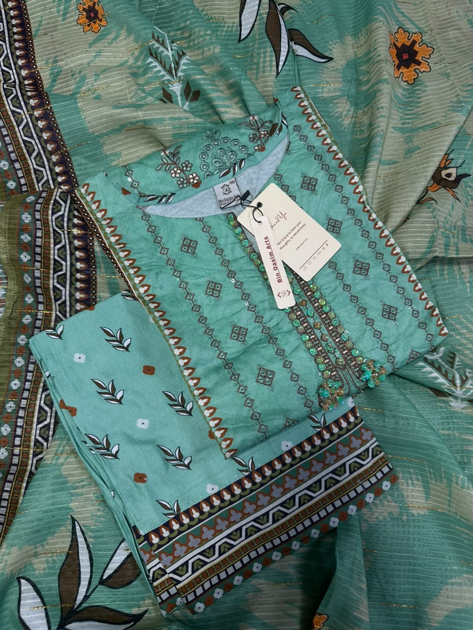 BQ EMBROIDERY BLUE STITCHED 3PCS RANDOMLY DESIGN