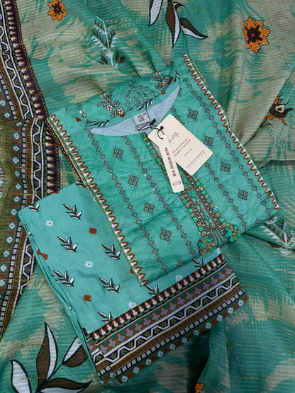 BQ EMBROIDERY BLUE STITCHED 3PCS RANDOMLY DESIGN