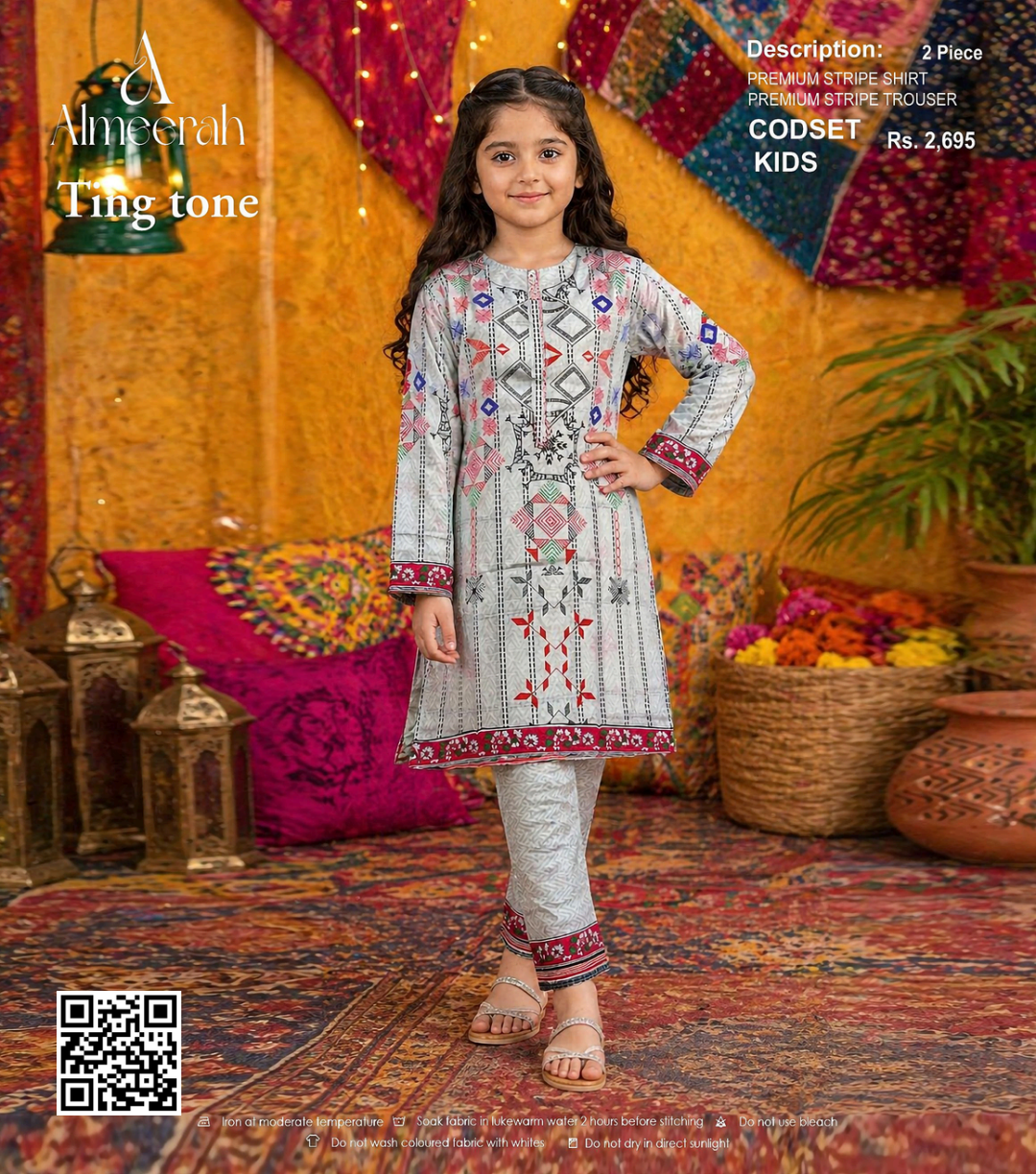 Almeerah Ting Tone Unstitched Kids 2Pcs Collection