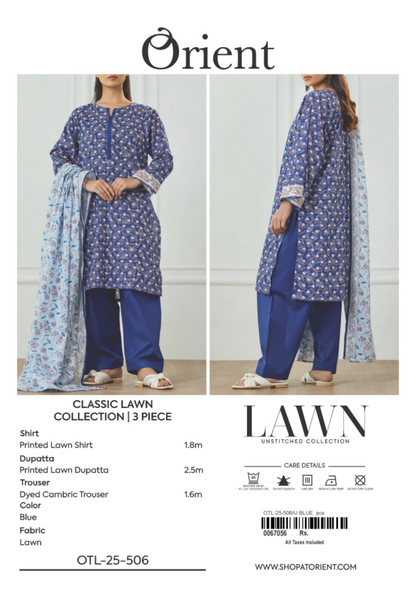✨ORIENT 100% ORIGINAL Unstitched Lawn 3 Piece✨ Design #OTL-25-506
