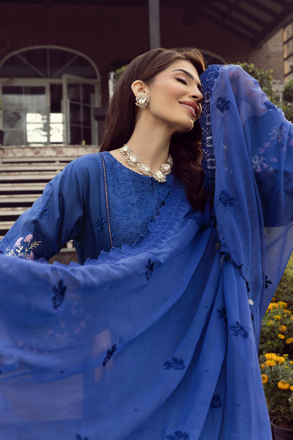 Lakhany Royal Blue Eid Collection Unstitched ChikanKari 3 Piece 🔥