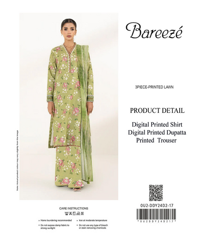 Bareezé Copy Unstitched Lawn 3 Pieces ❤️🔥