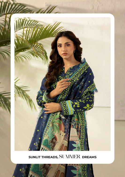 ZELLBURY Unstitched 3pcs Lawn Collection D.C:- WUS26X30484