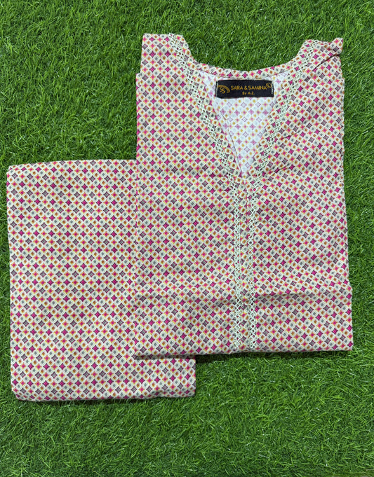 Saira & Samina Stitched CORDSET 2PCs Pure Lawn – Ready to Wear Collection