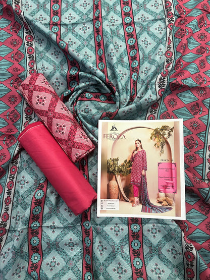 JAWED ARTS FEROZA –  3PC UNSTITCHED SUIT Design: 1