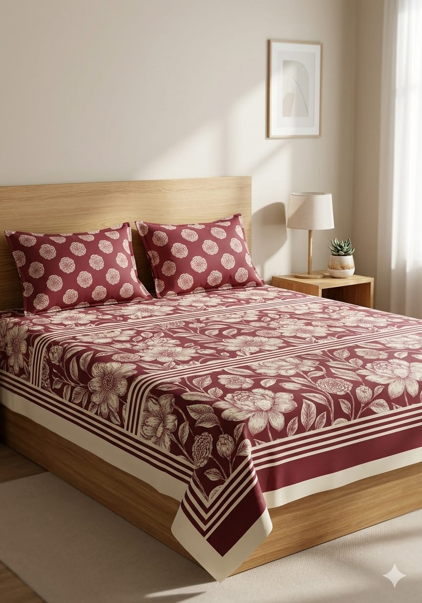 SALONIKA PURE COTTON BEDSHEETS Most Demanding Collection Full Printed King Size Bedsheets