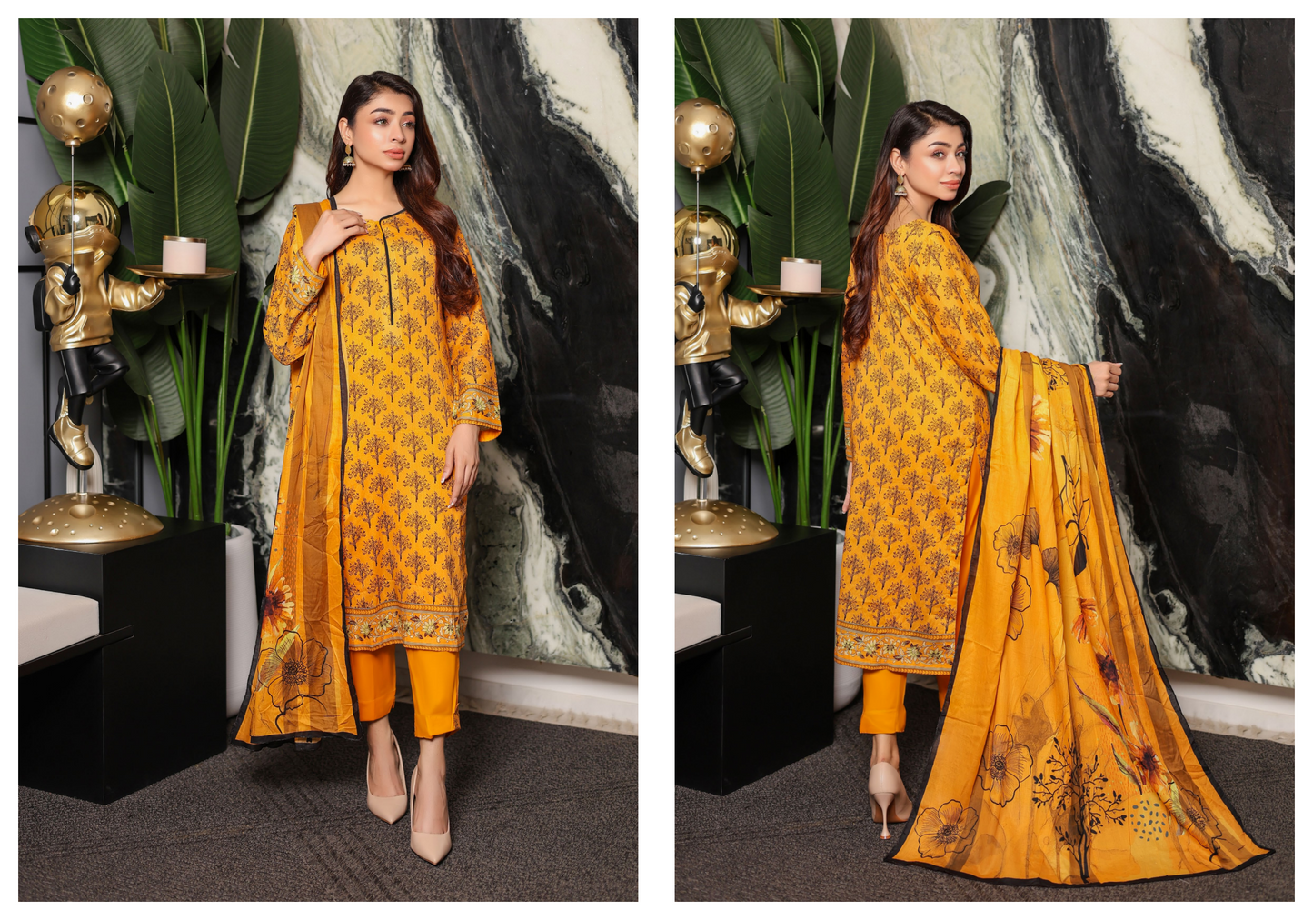 JAWED ARTS ZEBTAN –  3PC UNSTITCHED SUIT Design: 6