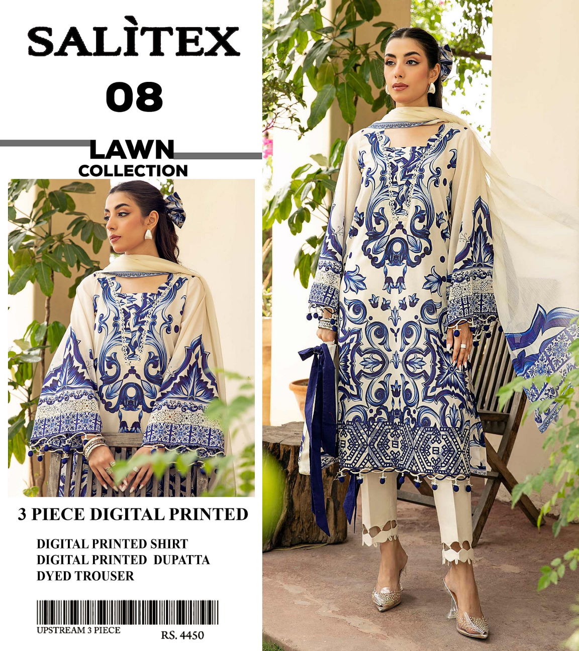 Salitex Lawn 3 PIECE DIGITAL PRINTED Collection Design# 8