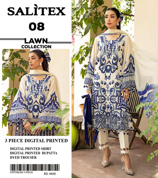 Salitex Lawn 3 PIECE DIGITAL PRINTED Collection Design# 8