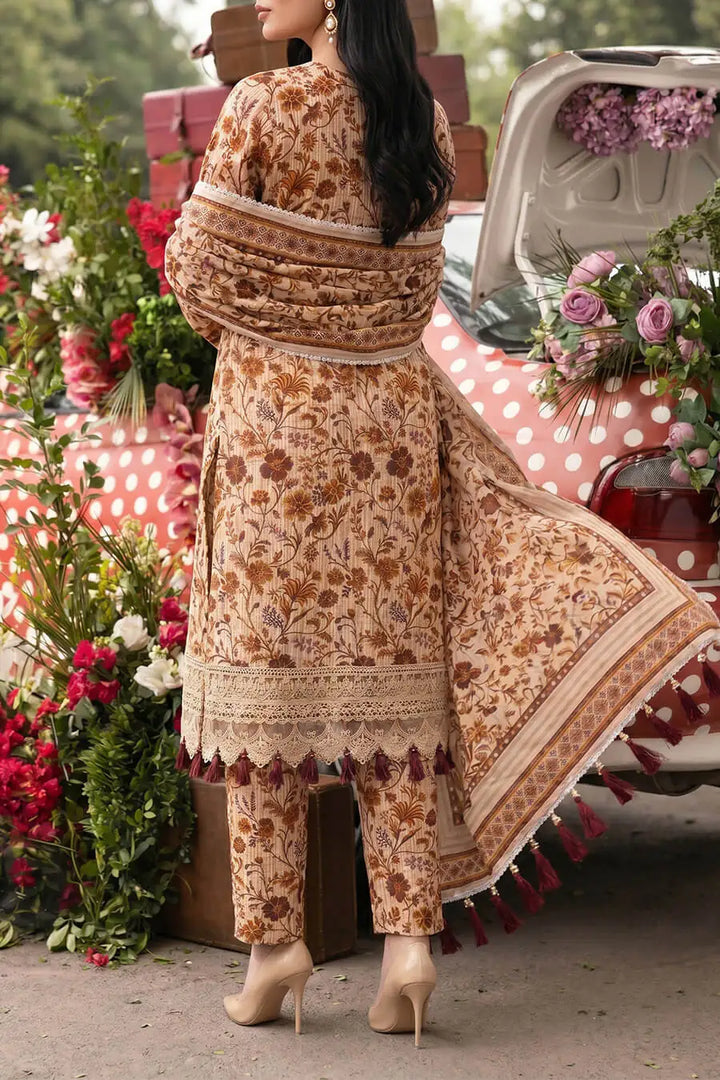 Floral Fusion By Almeerah D-12 -  3 Pcs Printed Stripe Collection