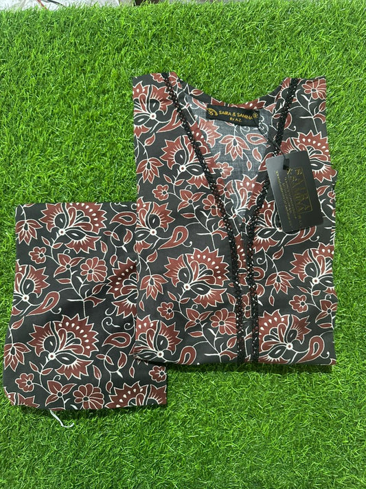 Saira & Samina Stitched CORDSET 2PCs Pure Lawn – Ready to Wear Collection