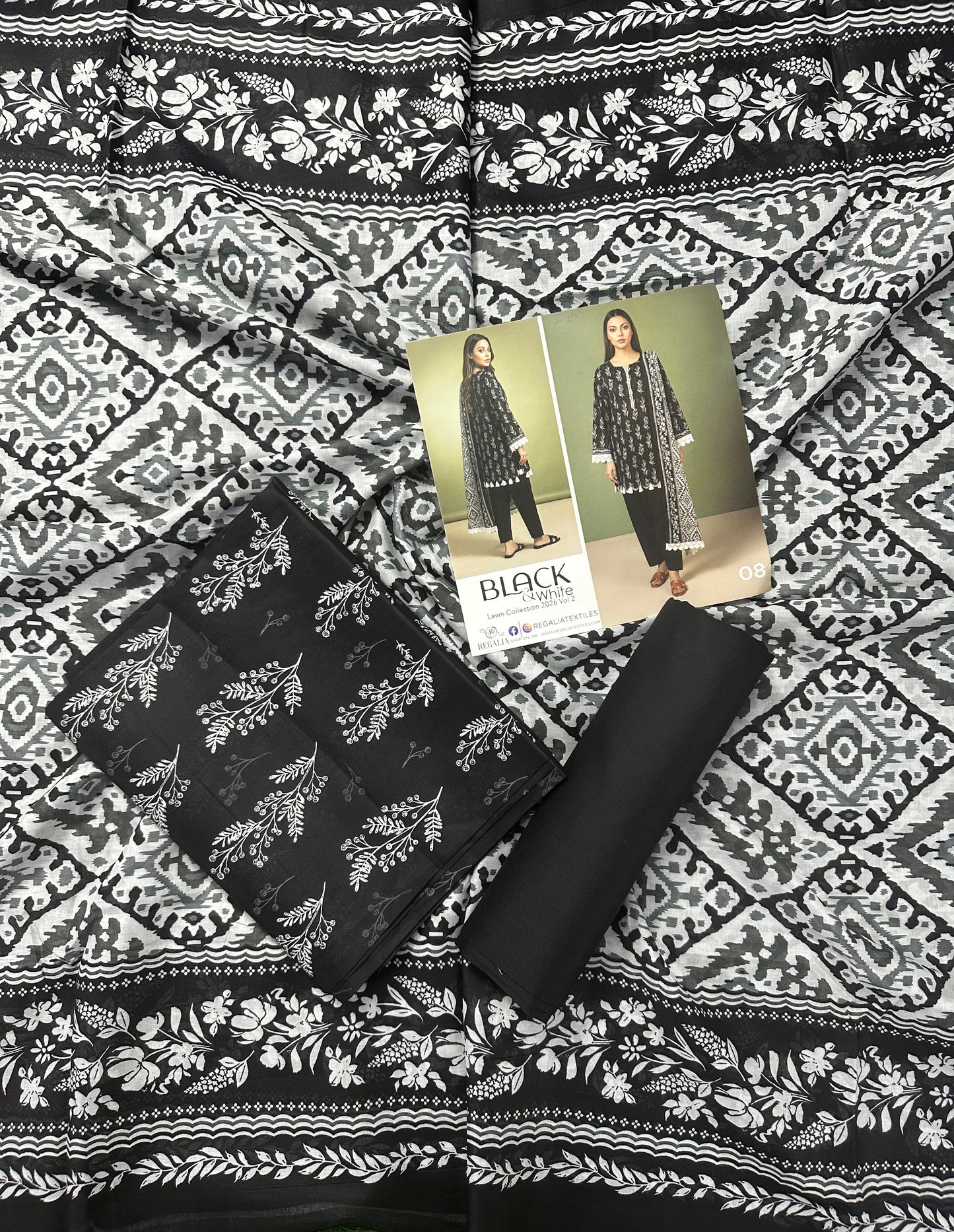 Salina Black & White Lawn Collection Vol-2 Design # 8