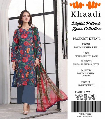 Khaadi Unstitched Lawn Printed  3PCs 💕🔥