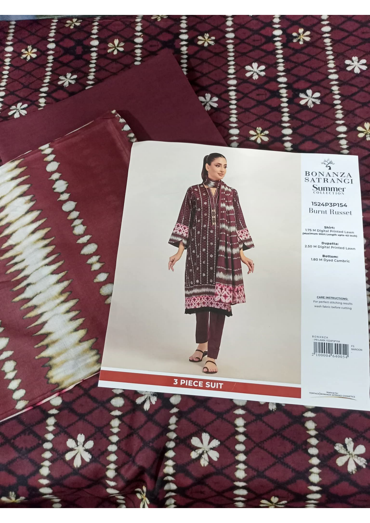 Bonanza Satrangi 100% Original Lawn Dupatta Unstitched 3 Piece