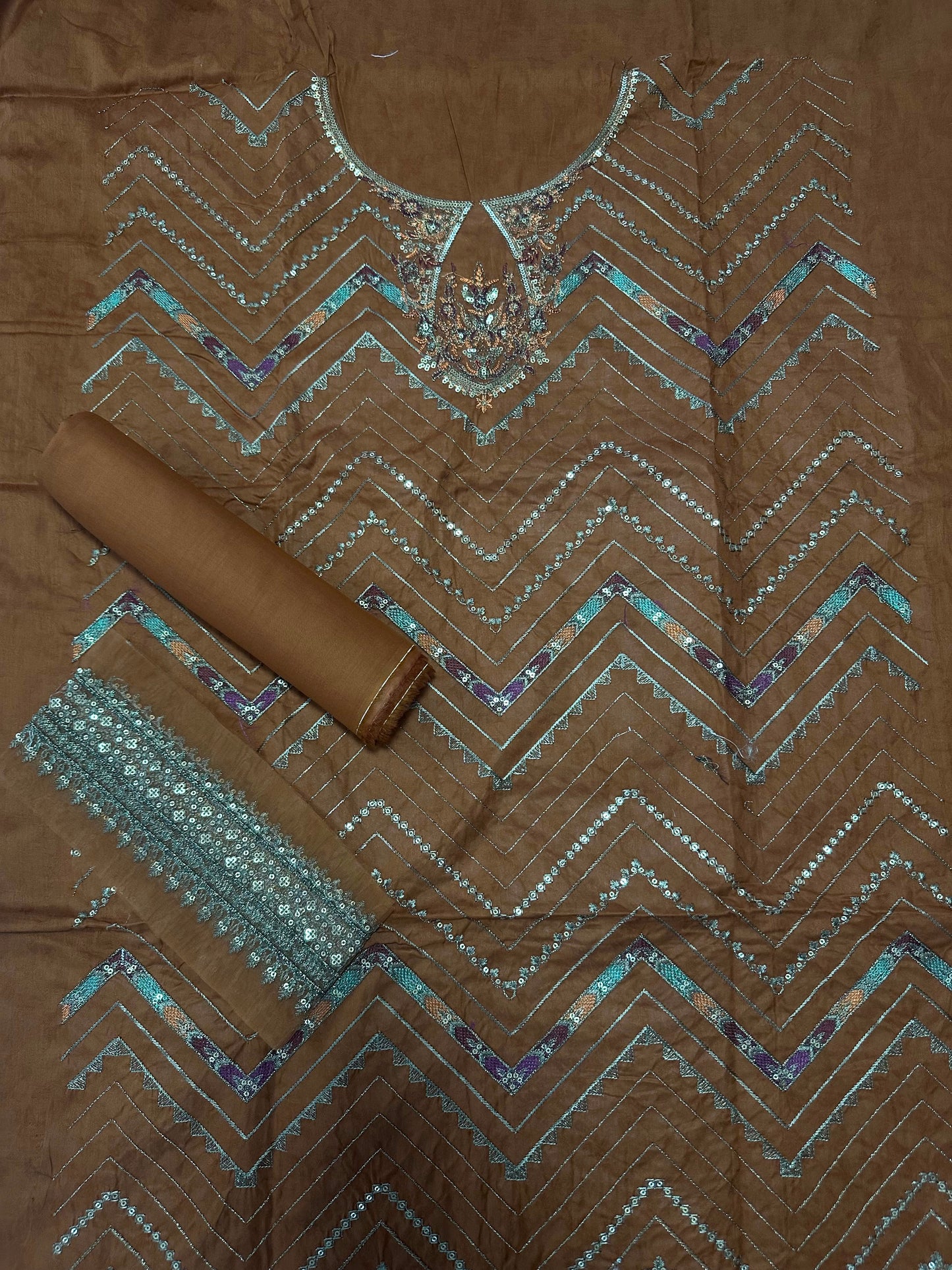 MARIA B–2PC Brown Emb Lawn Collection
