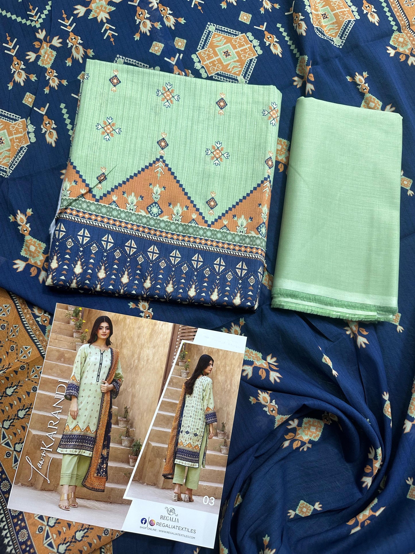 🌿✨ REGALIA TEXTILE – LAWN KARANDI DIGITAL PRINTED COLLECTION 2026 ✨🌿 Design #3