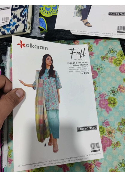 Alkaram 100% Original Cotton Camric 3 Piece 😉🧡 2k25