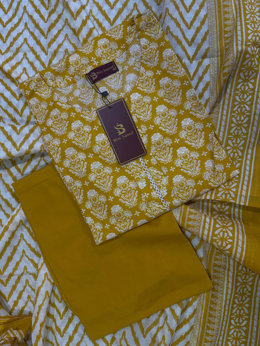 Bin Saeed Yellow Stitched 3Pcs