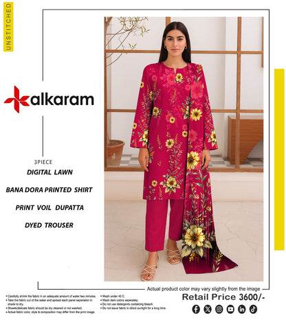 🔥 ALKARAM Tanadora – Premium Luxury Collection 🔥 Deep Magenta / Rose Pink