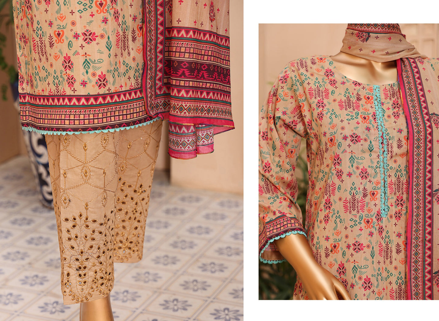 ZEENAT By MTF 100% ORIGINAL CHIKENKARI TROUSER 3PCS 👌🌼❤️