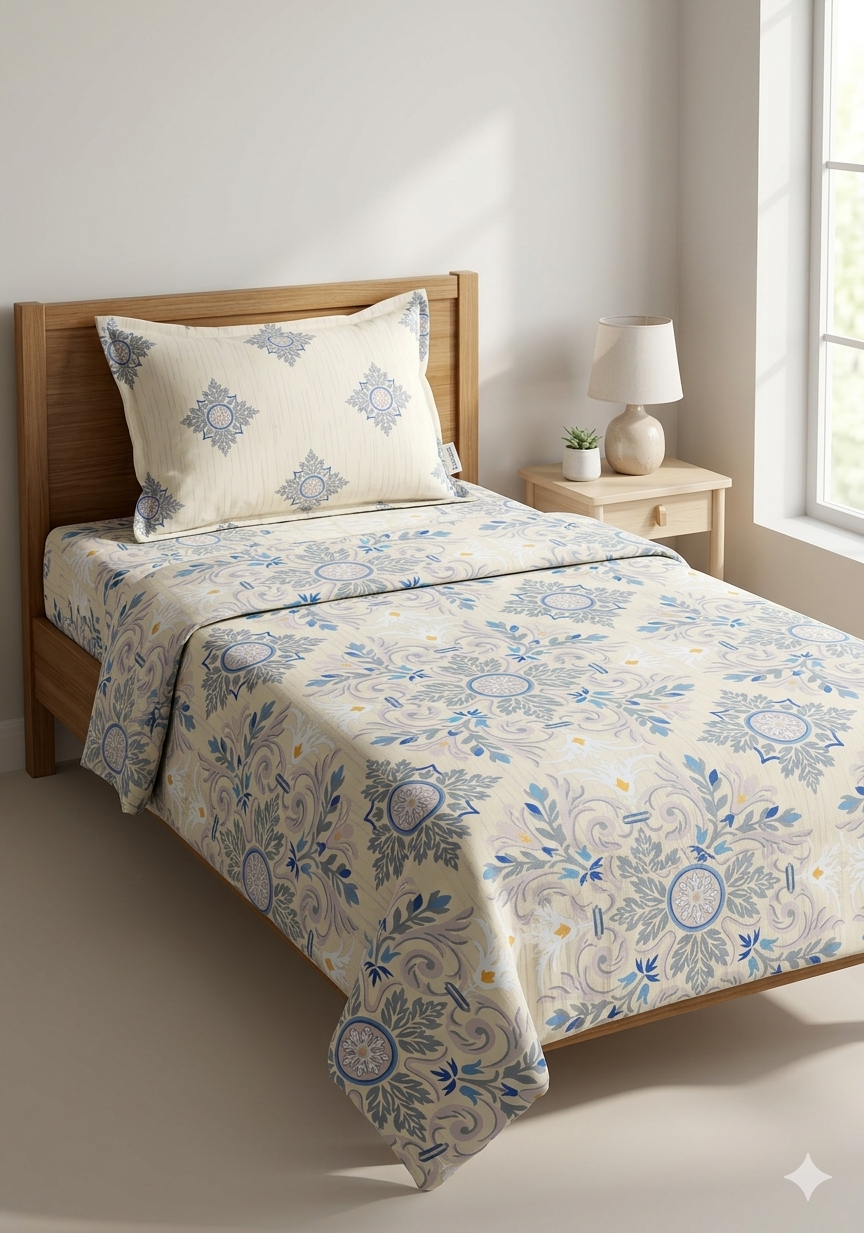 Single Bedsheet Salonika Pure Cotton Printed