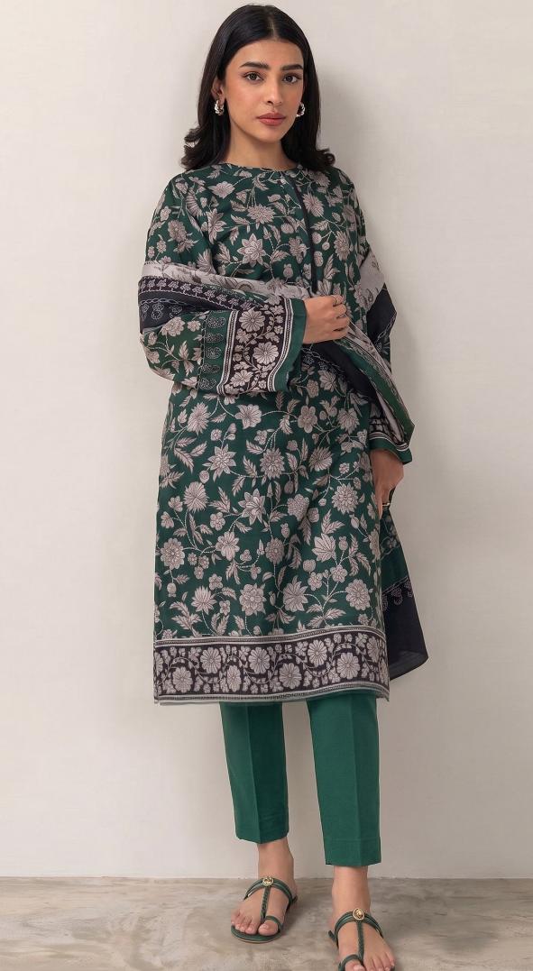 Limelight – Forest Green - Doriya Unstitched 3 PCs Unstitched Suit