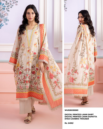 ZELLBURY Unstitched Lawn Collection 2026 Design #WUS26X30563