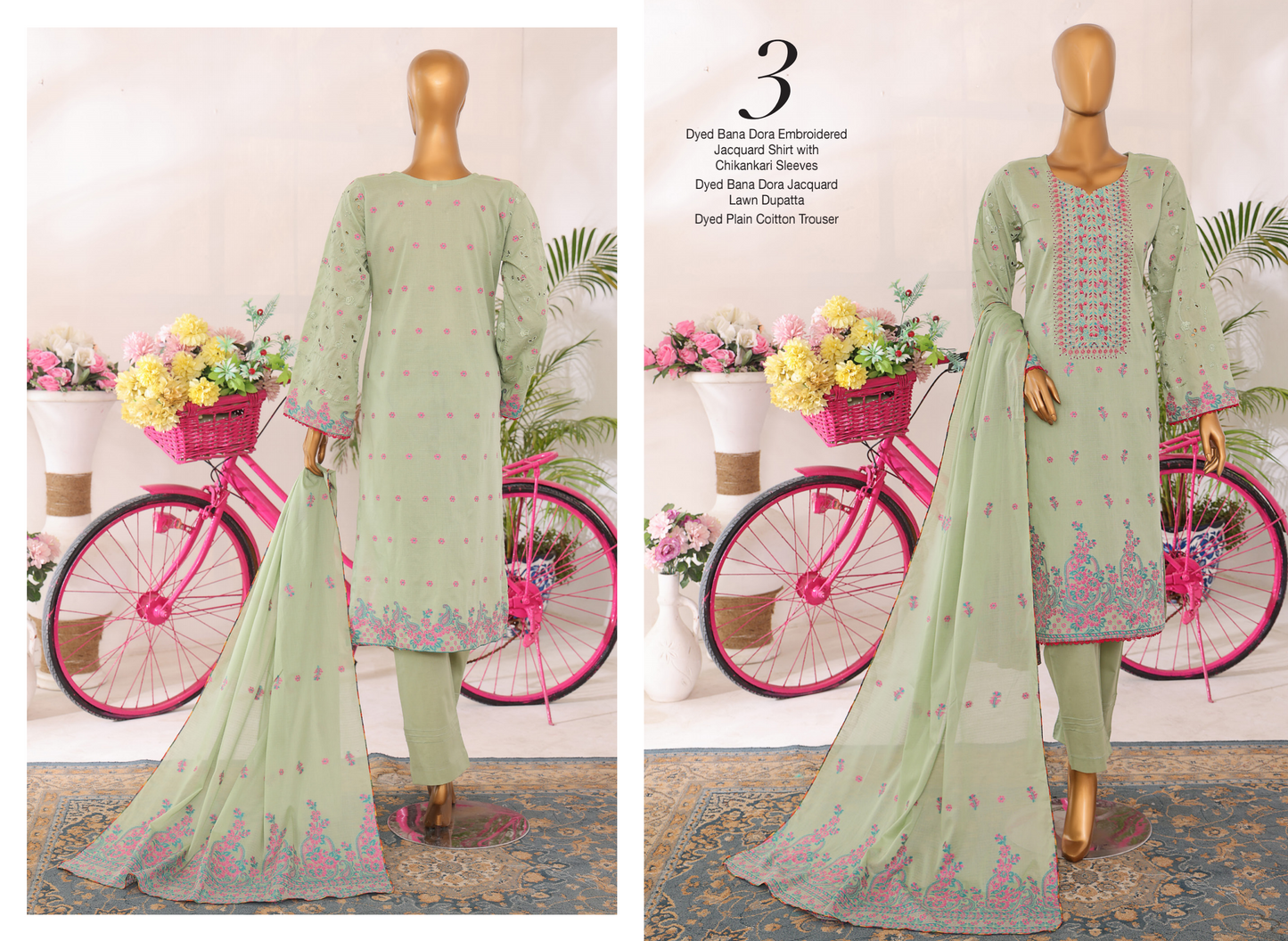 MTF MUSKAN JACQUARD 100% ORIGINAL CHIKENKARI SLEEVES 3PCS 👌🌼❤️