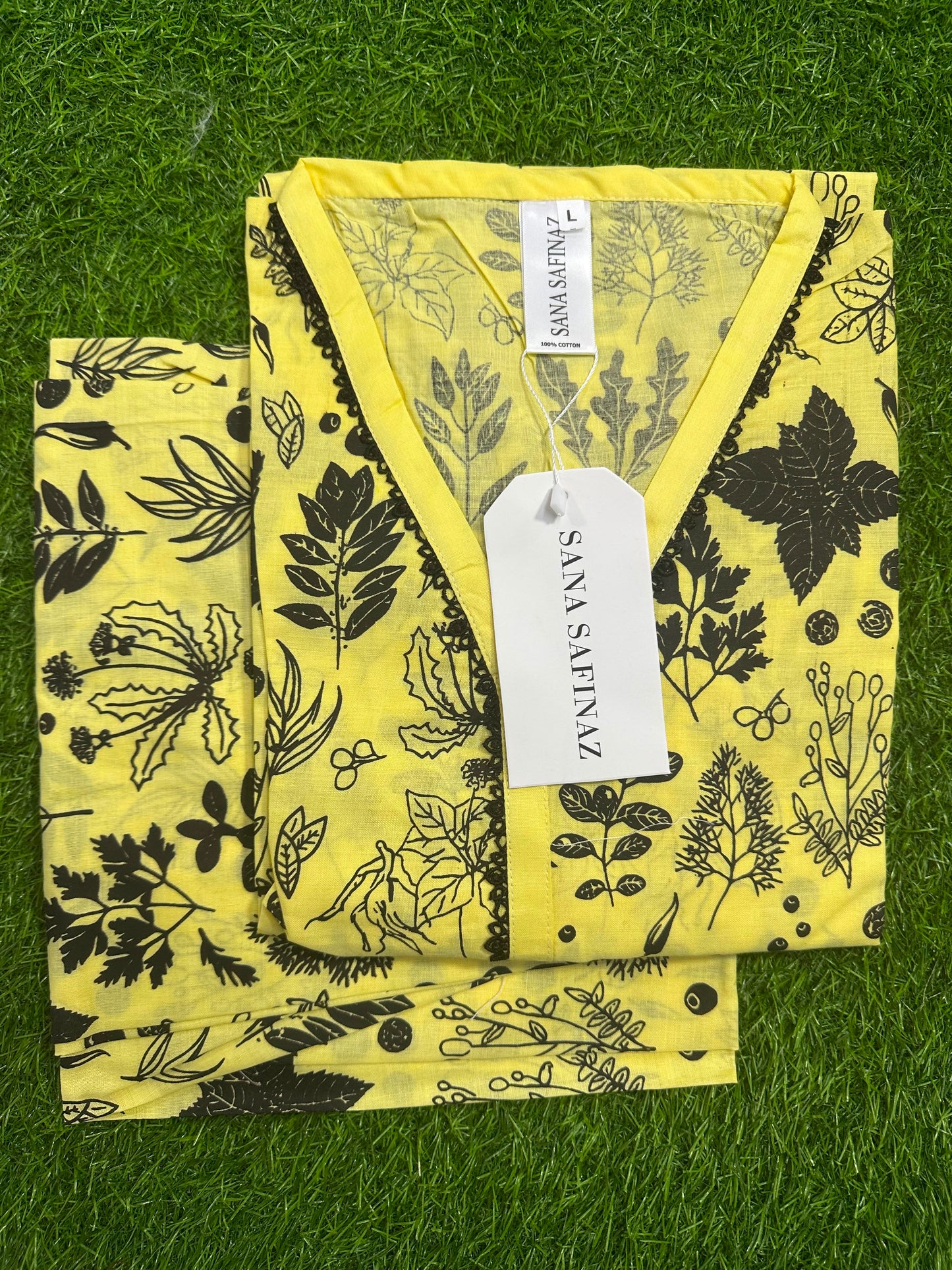 SanaSafinaz Stitched 2PCS Yellow-Black