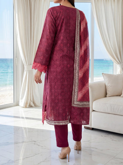 Fleur By Almeerah - Magenta Flame – Digital Chundri Lawn