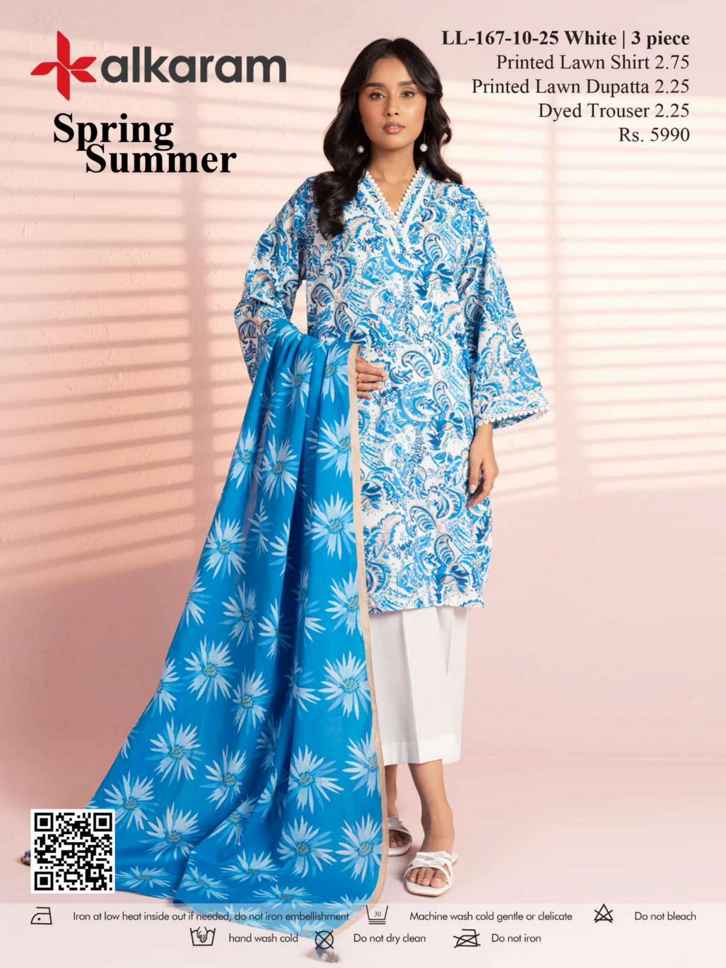 Alkaram 3 PCs White Printed Lawn Unstitched Collection
