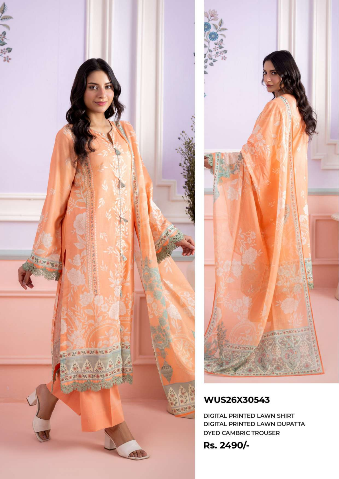 ZELLBURY Unstitched Lawn Collection 2026 Design # WUS26X30543