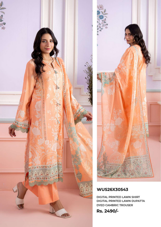 ZELLBURY Unstitched Lawn Collection 2026 Design # WUS26X30543