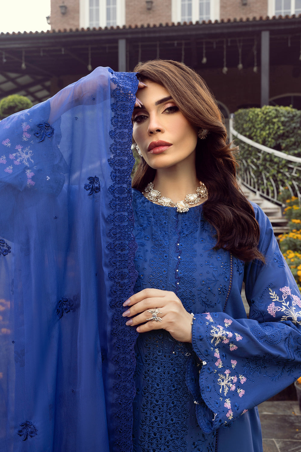 Lakhany Royal Blue Eid Collection Unstitched ChikanKari 3 Piece 🔥