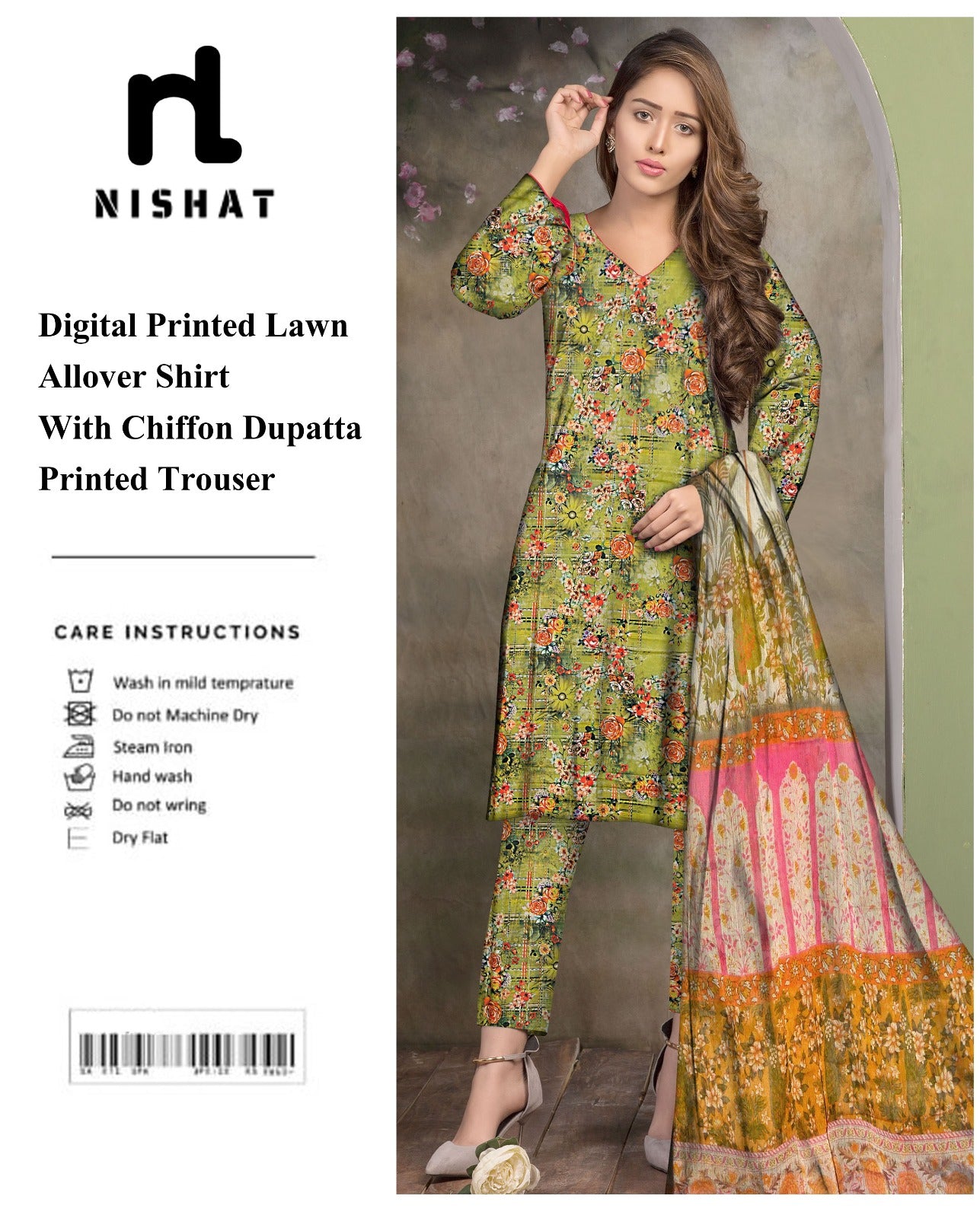 GulAhmed & Nishat Printed With Chiffon Dupatta 3P