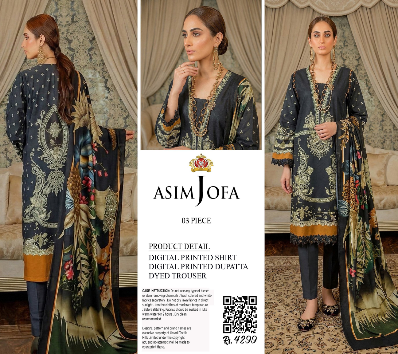 ASIM JOFA 3PC UNSTITCHED DIGITAL PRINTED COLLECTION