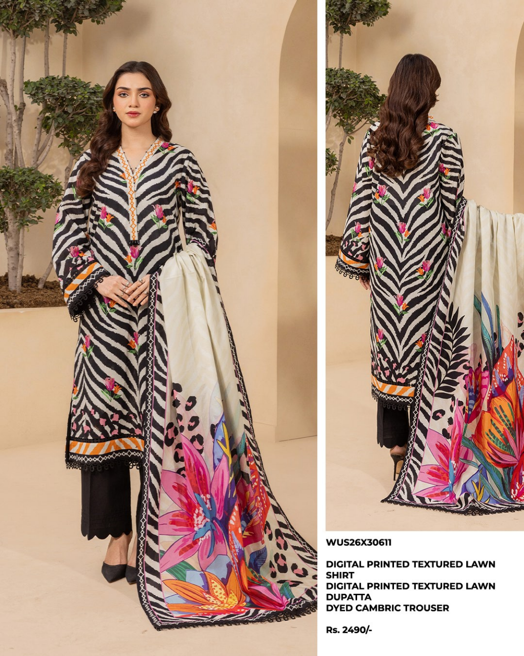 ZELLBURY Unstitched Lawn Collection 2026 Design #WUS26X30611