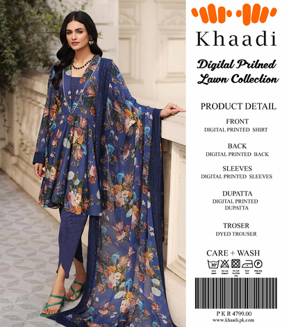 Khaadi Unstitched Lawn Printed  3PCs 💕🔥