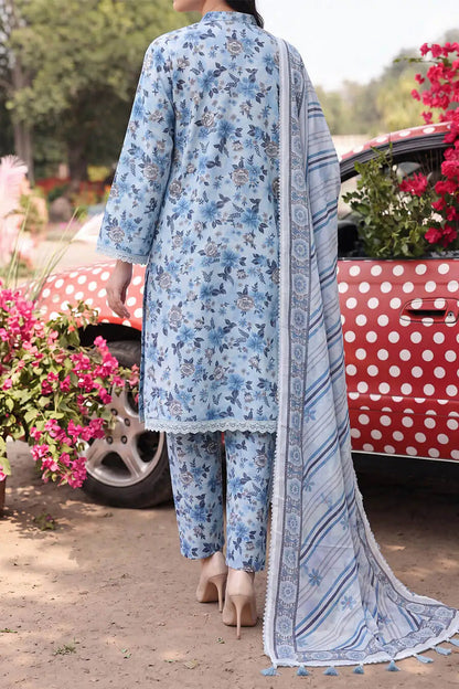 Floral Fusion By Almeerah D-4 -  3Pcs Printed Stripe Collection