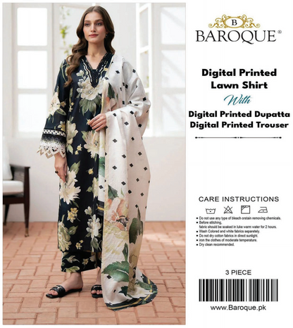 Baroque Unstitched Lawn 3 Pieces in Wholesale Price 🔥❤️